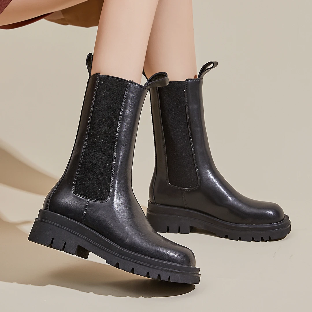 ST&SAT x D:FUSE【傲雪凌霜】2024新款烟筒靴时尚舒适保暖马丁靴