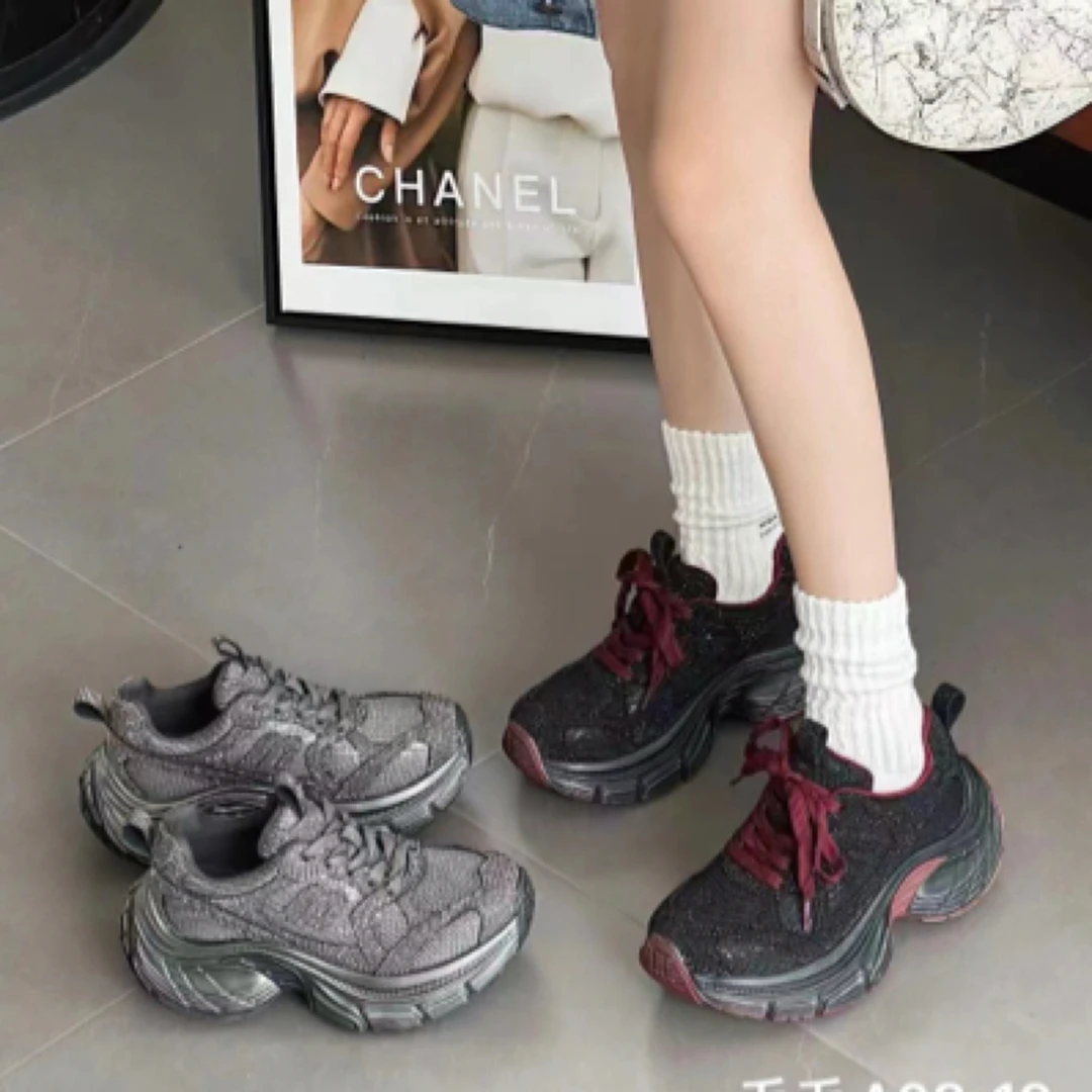 〖古尚女鞋〗08-19新款时尚百搭潮款钻鞋女老爹鞋