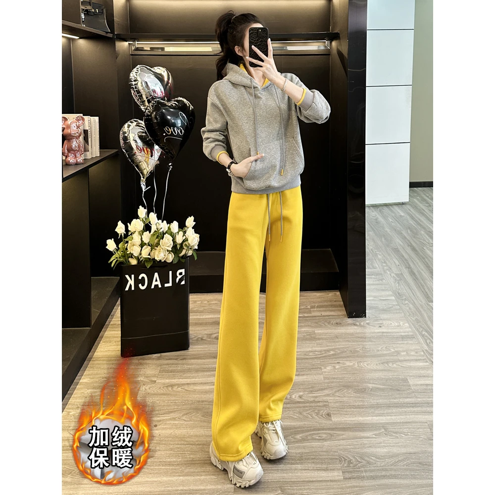 韩系高级感休闲运动套装女秋冬加绒炸街撞色过年战袍女装一整套