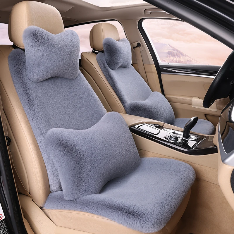 汽车坐垫冬季坐垫毛绒保暖主副驾驶头枕腰枕