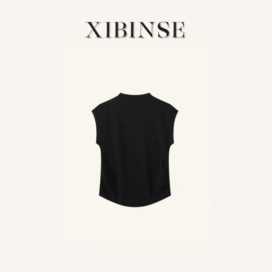 XIBINSE 天丝云朵面膜T 法式尤莱特 小飞袖设计师轻奢百搭 A054
