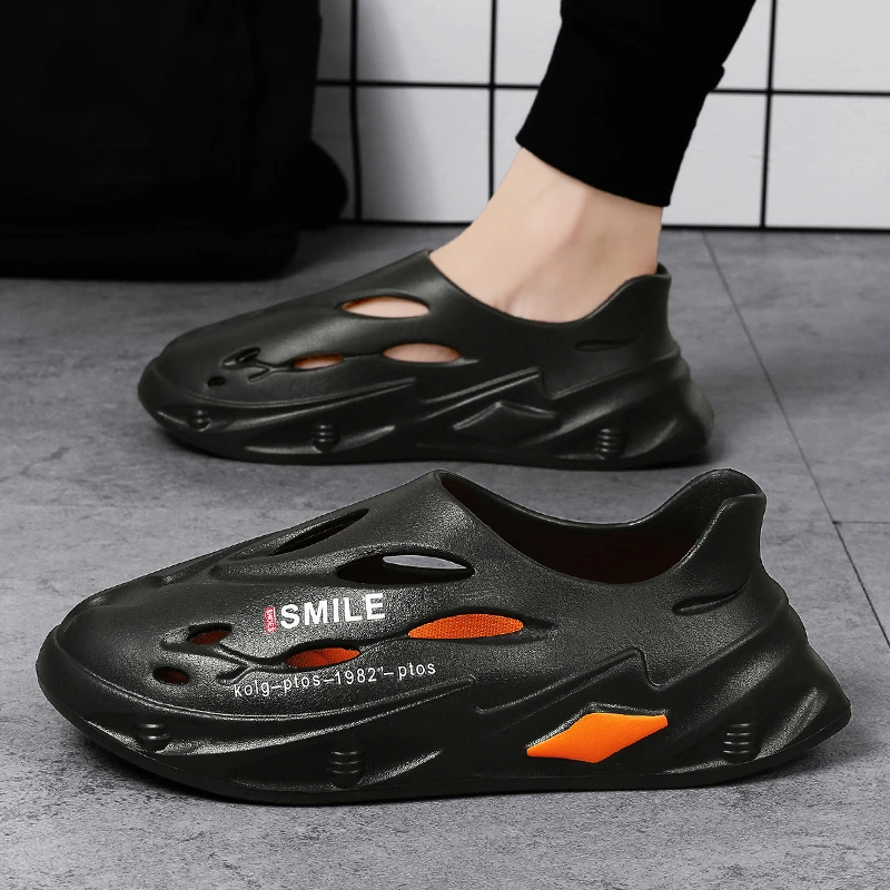 洞洞鞋男夏季外穿防滑足底按摩开车两用凉鞋男士户外厚底沙滩拖鞋