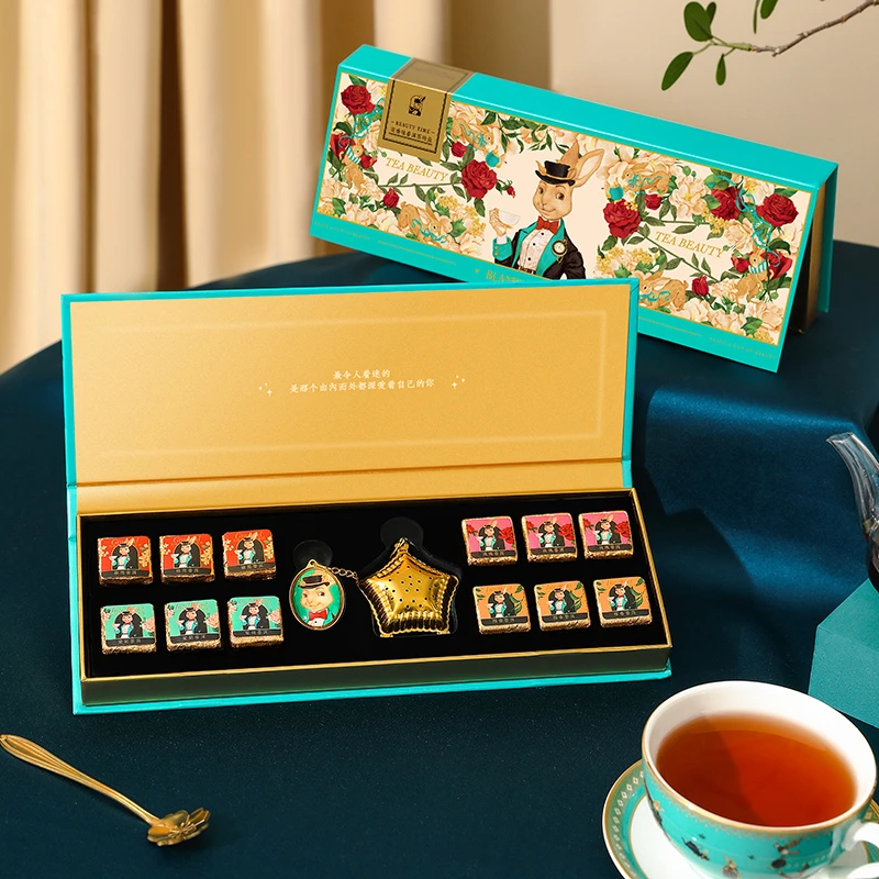 blanbunny布兰兔 茶砖茶滤礼盒普洱花茶四种口味组合玫瑰茉莉送人