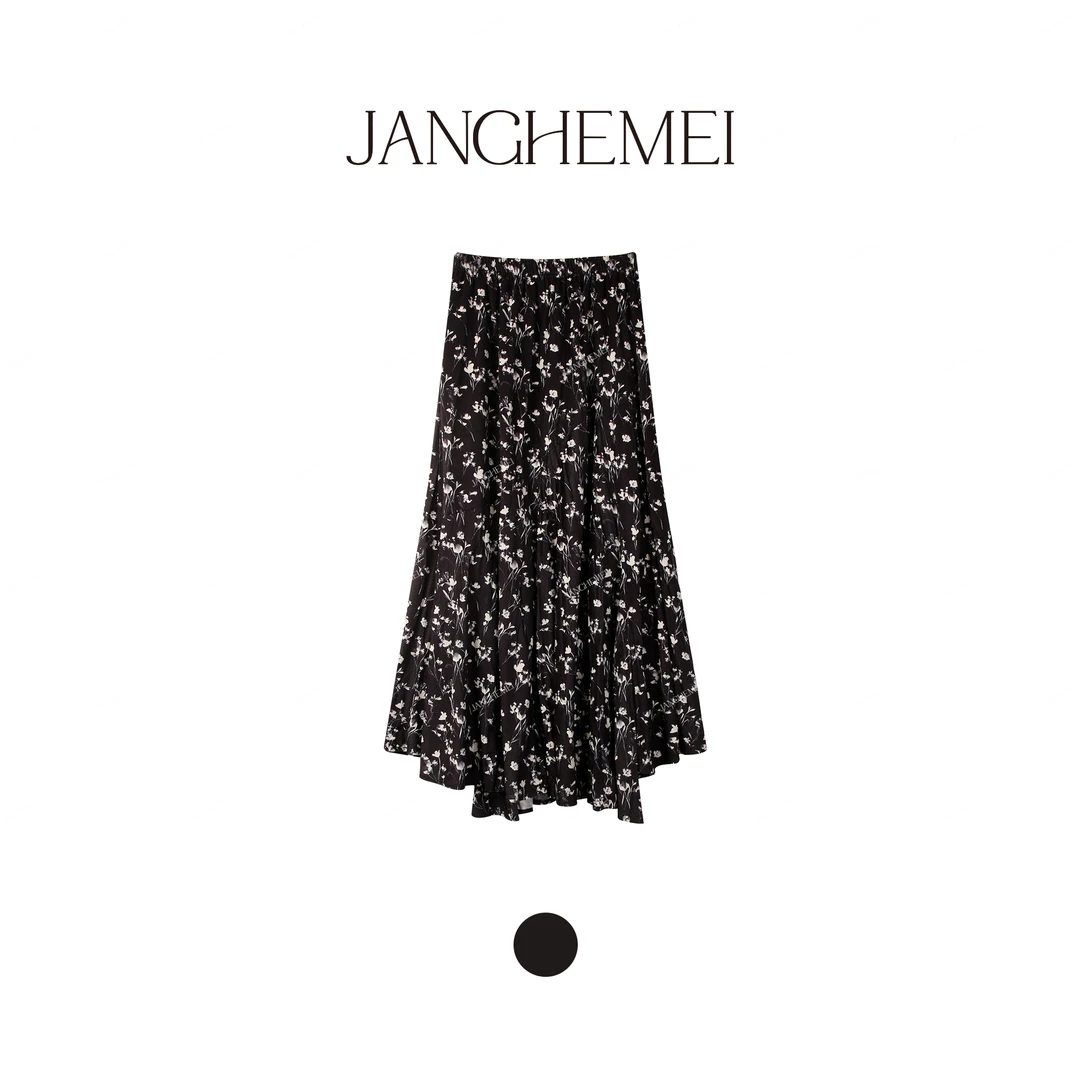 JANGHEMEI【慕尼】加绒碎花A字裙气质半身裙B26290M43+B26289M43