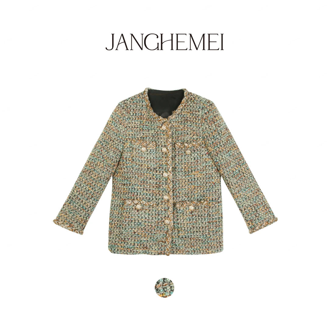 JANGHEMEI【游吟诗人】90白鸭绒绵羊毛小香风外套 W27346M44