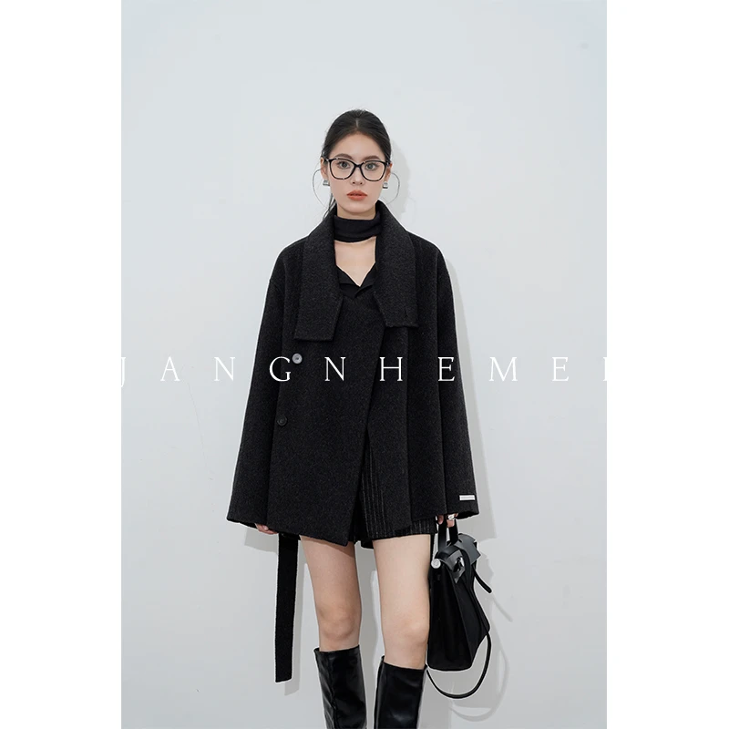 JANGHEMEI 【英雄款】 100%绵羊毛宽松显瘦双面毛呢大衣N25365M43