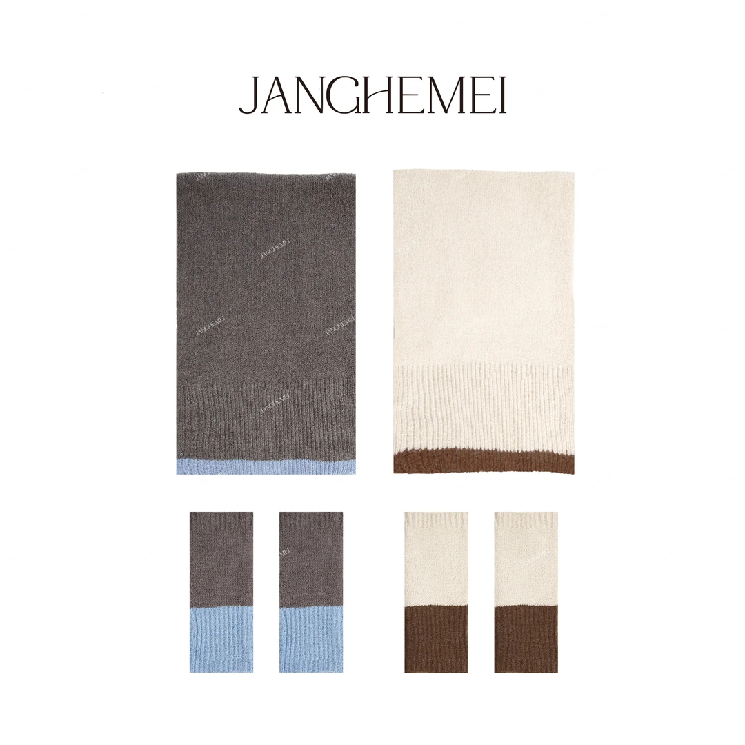 JANGHEMEI【爱心手套围巾】撞色时尚休闲围巾加手套围巾 S26361M43
