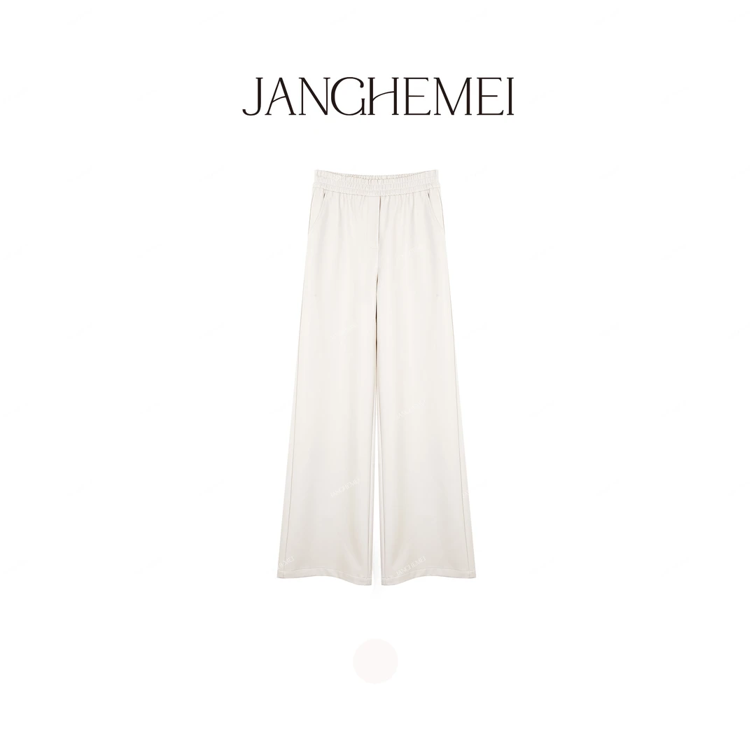 JANGHEMEI【胶片】磨毛底绒松紧腰直筒皮休闲裤K27330M44+K27329M44