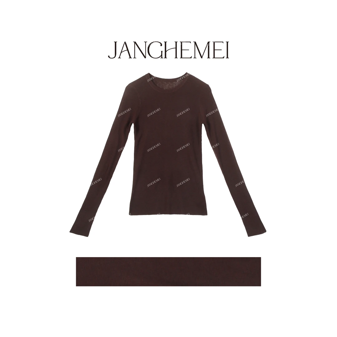 JANGHEMEI【冬丽】圆领修身显瘦毛针织衫打底  G23104M43