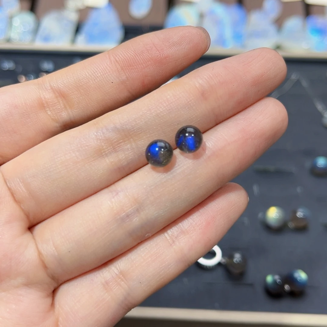 长石耳饰18K金镶嵌萍7.0左右