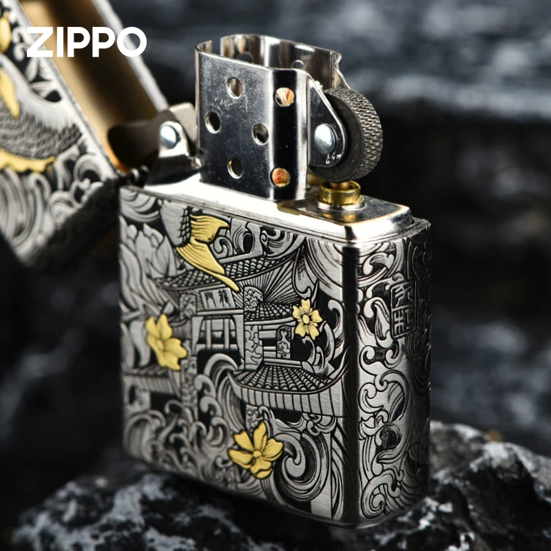 ZIPPO/之宝打火机 【主播专属】鱼跃龙门错金银钢壳盔甲男防风 PWJ1
