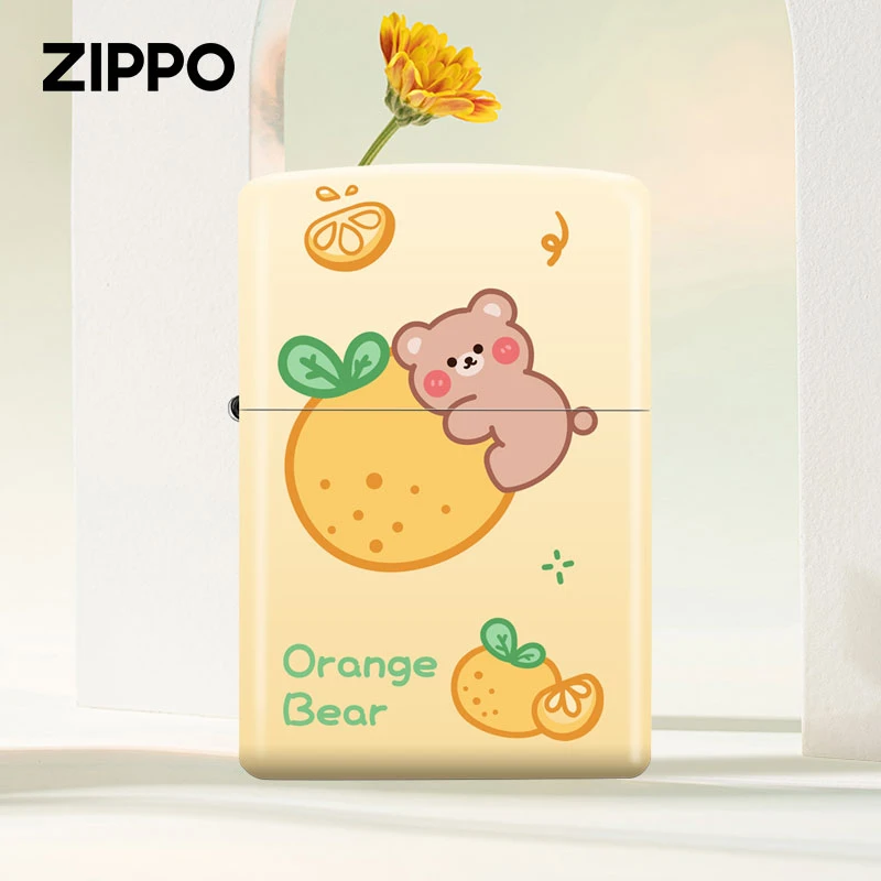 ZIPPO打火机正版 彩印橘汁小熊个性煤油防风火机男友礼物DY9802CY