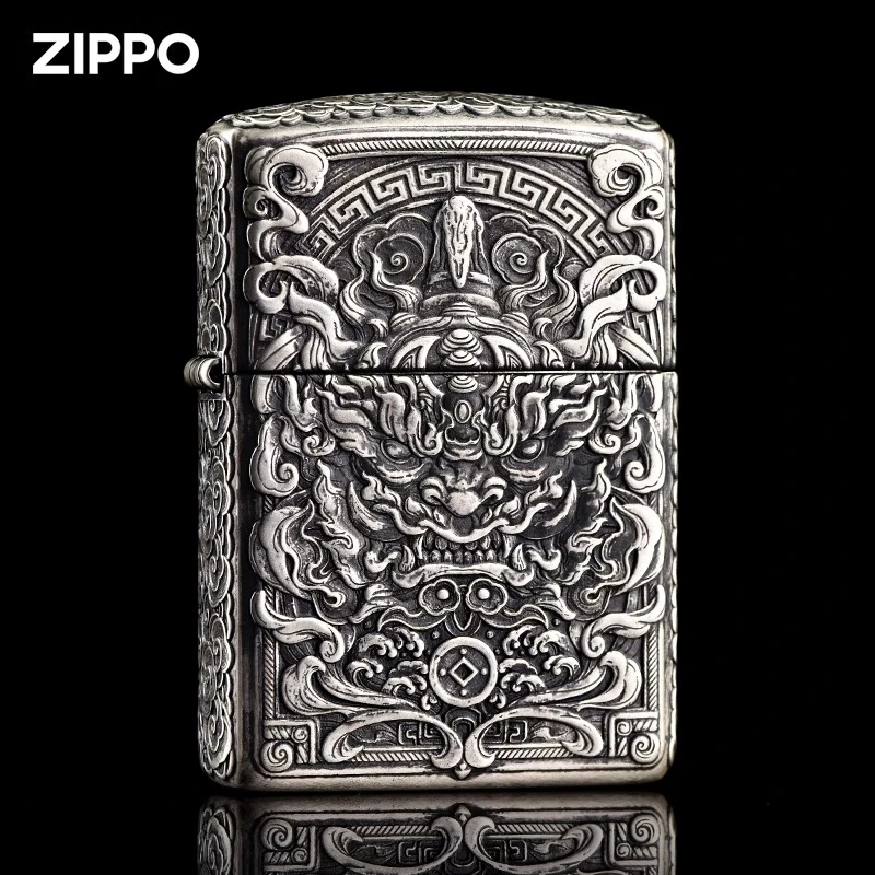 ZIPPO打火机【精选好物】盔甲3D古银 经典浮雕貔貅防风煤油火机送礼