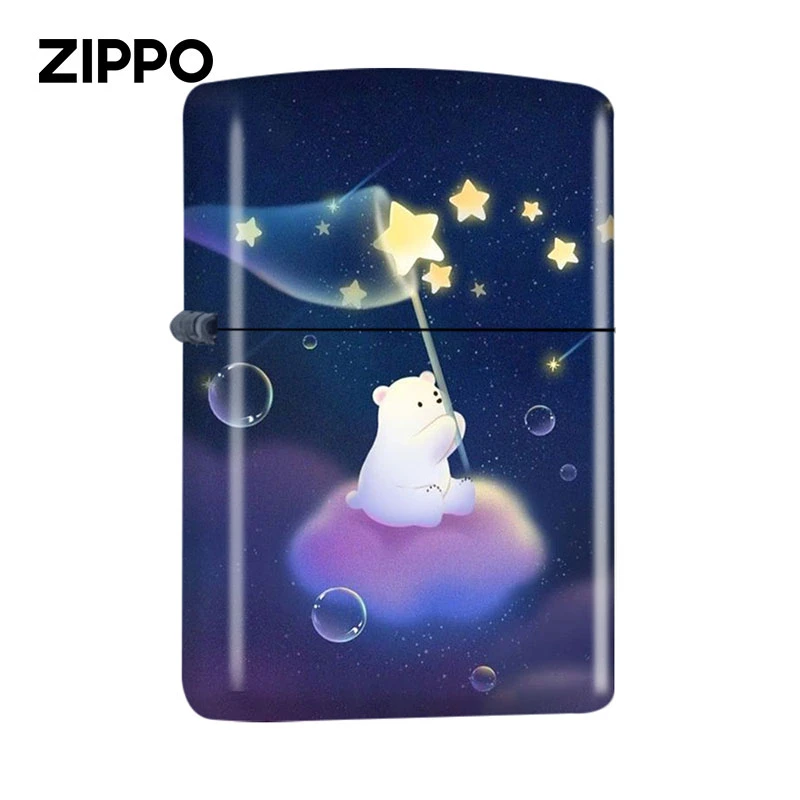 ZIPPO打火机正版彩印 星空小熊正品煤油防风火机男友礼物DY9802CY