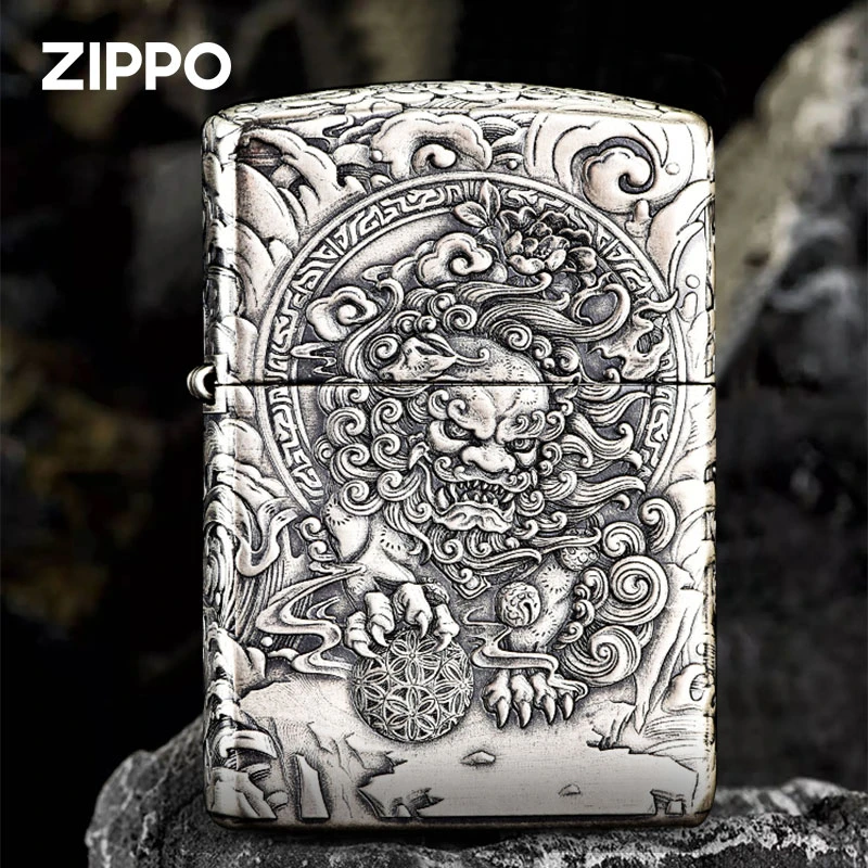 ZIPPO打火机【迈境优选】盔甲五面浮雕中国风唐狮 正品男士DY9820FD