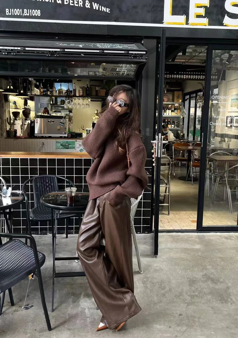 韩版松弛感复古软糯毛衣女装秋季新款设计感系带宽松网红时尚