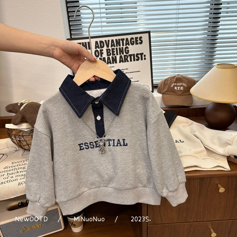 【小向子专属】男女童POLO卫衣2024秋装新品韩版休闲百搭上衣23Q057