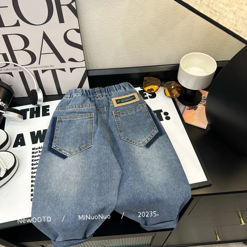 2024儿童春装韩版洋气休闲宽松百搭设计款牛仔裤HBB1641