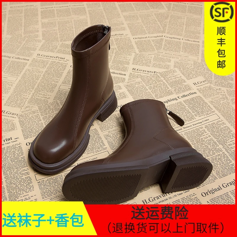 马丁靴女网红新款英伦风爆款秋冬季舒适百搭加绒短靴平底显瘦瘦靴
