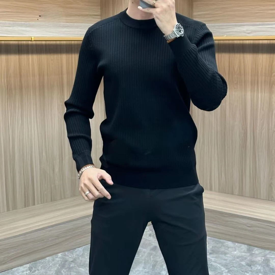 MALEASY2025秋冬男士新款长袖百搭圆领修身简约打底保暖针织衫