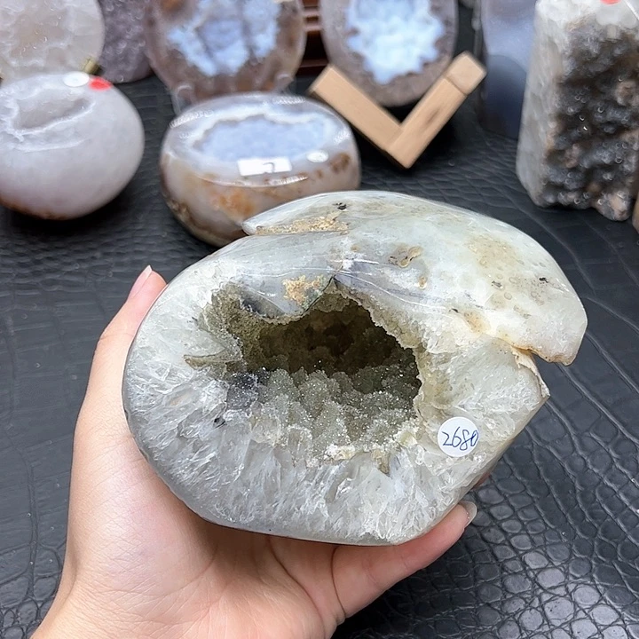 水晶聚宝盆恐龙蛋晶镇爱心珠子开口笑未镶嵌