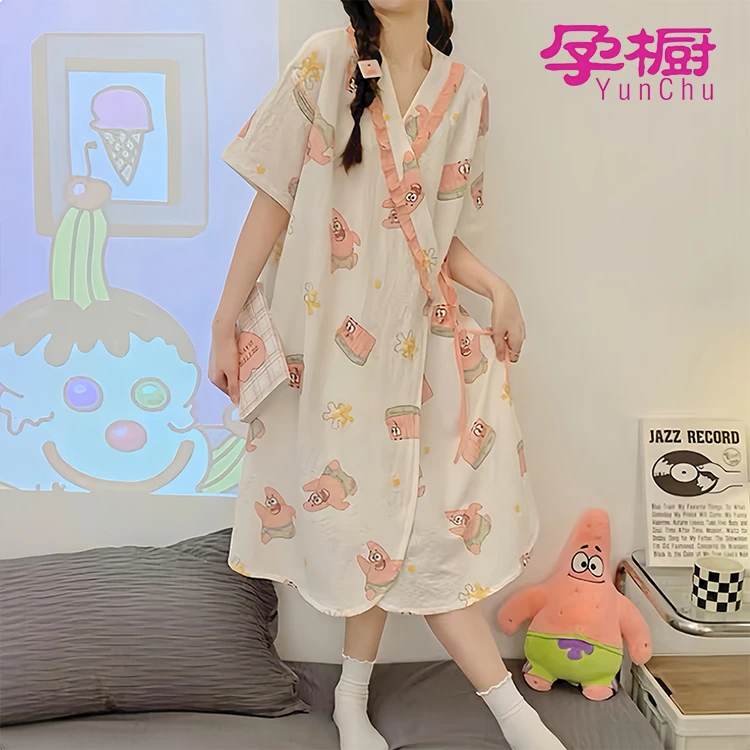 产房裙~孕妇睡裙月子服夏季怀孕和服产后哺乳裙喂奶住院产检