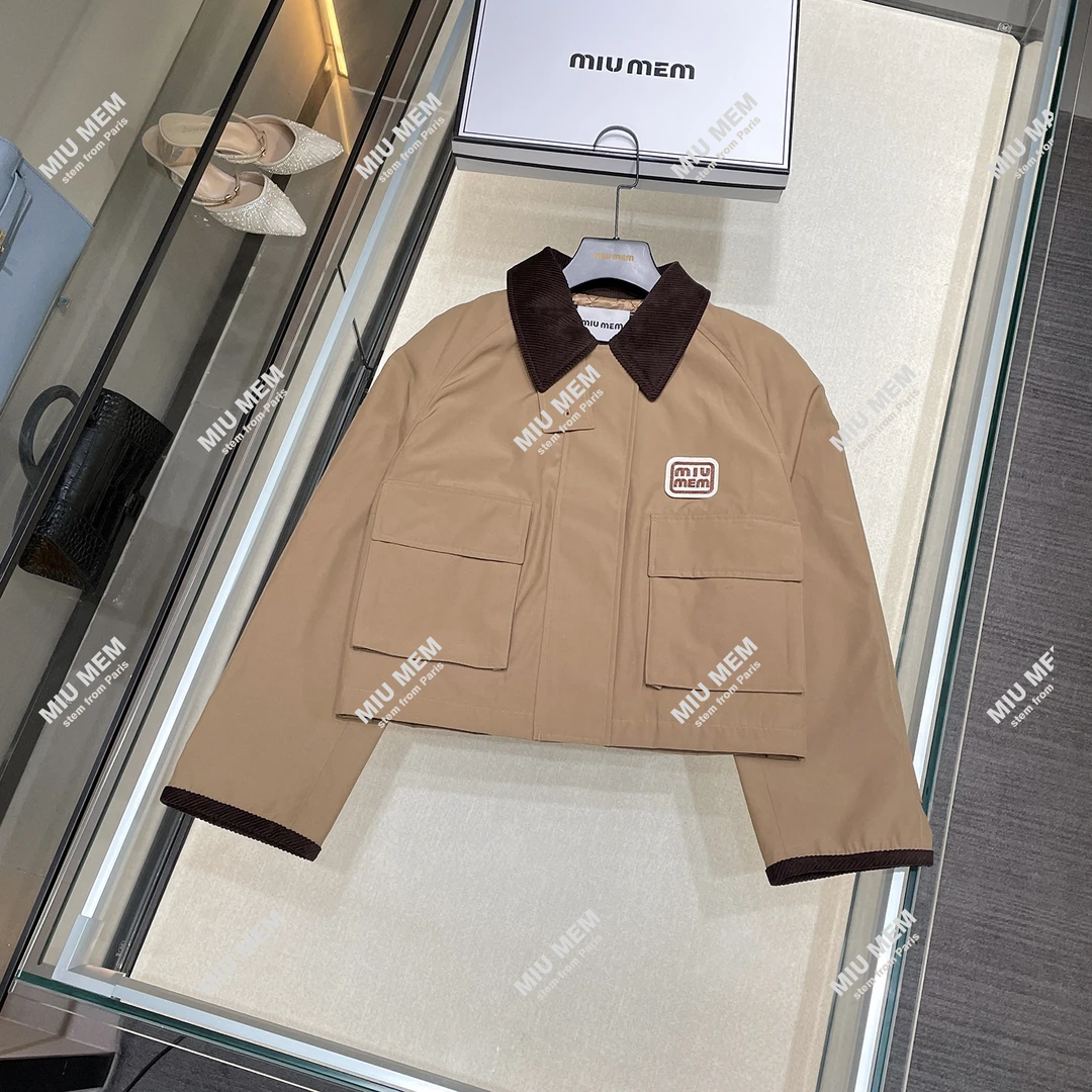 MIUMEM现货小香风卡其色短款夹克外套女 DY5320