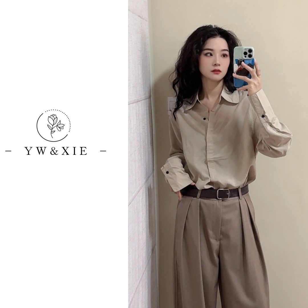 YW&XIE<9344>衬衫女秋季2024新款宽松衬衣女装长袖上衣