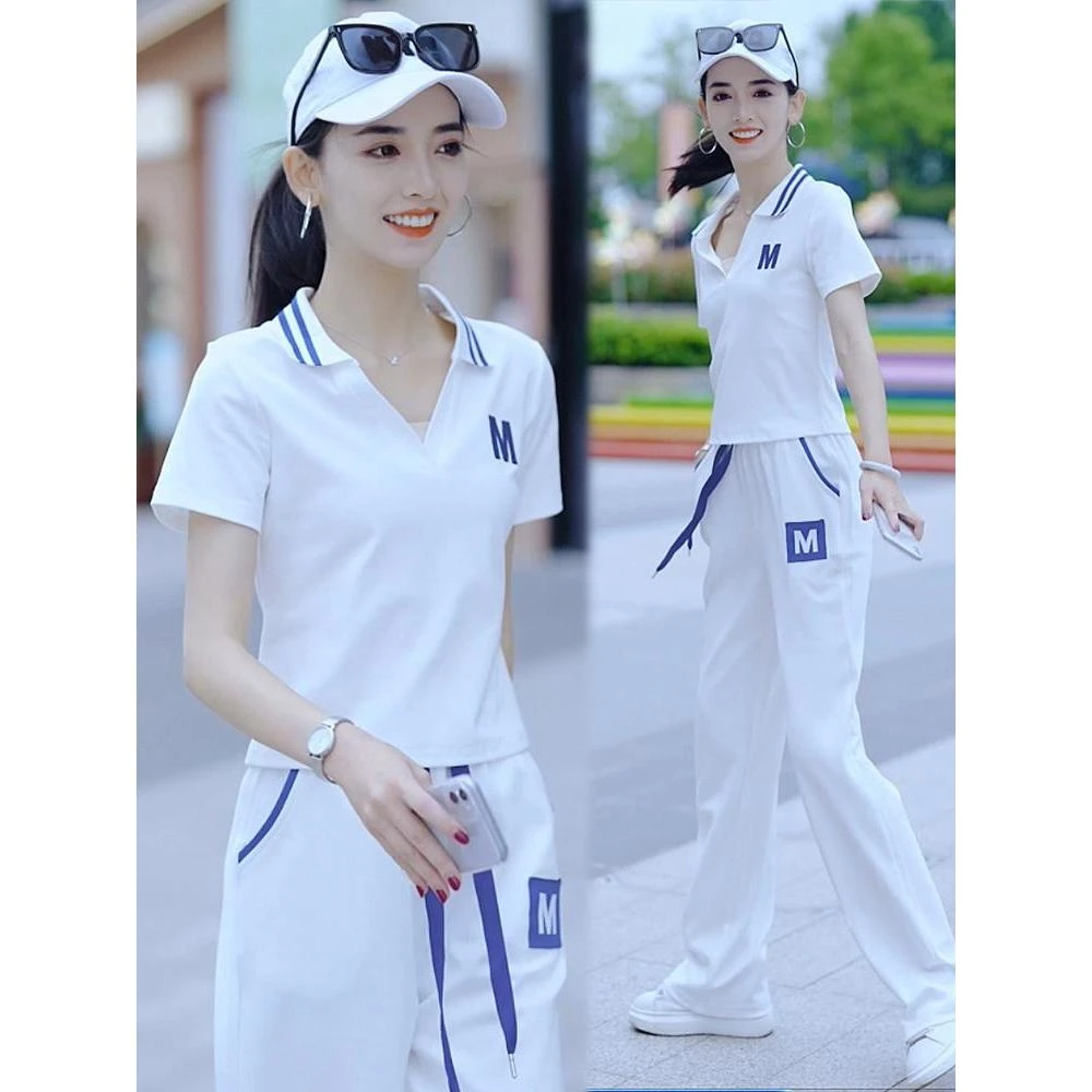 2024新款纯棉女士运动服套装休闲时尚洋气时髦小个子短袖两件套