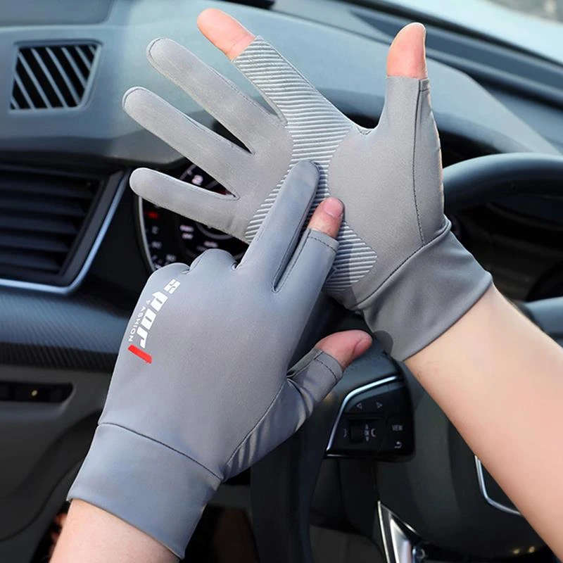 骑行手套男士夏天薄款防滑露二指半指开车户外钓鱼冰丝防晒手套女