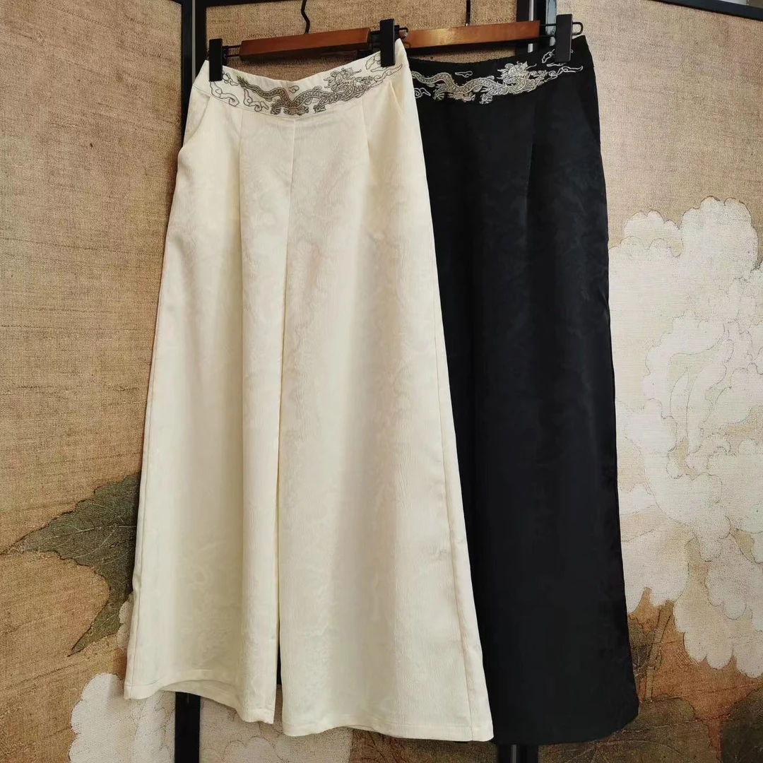 6057新款龙纹刺绣长裤