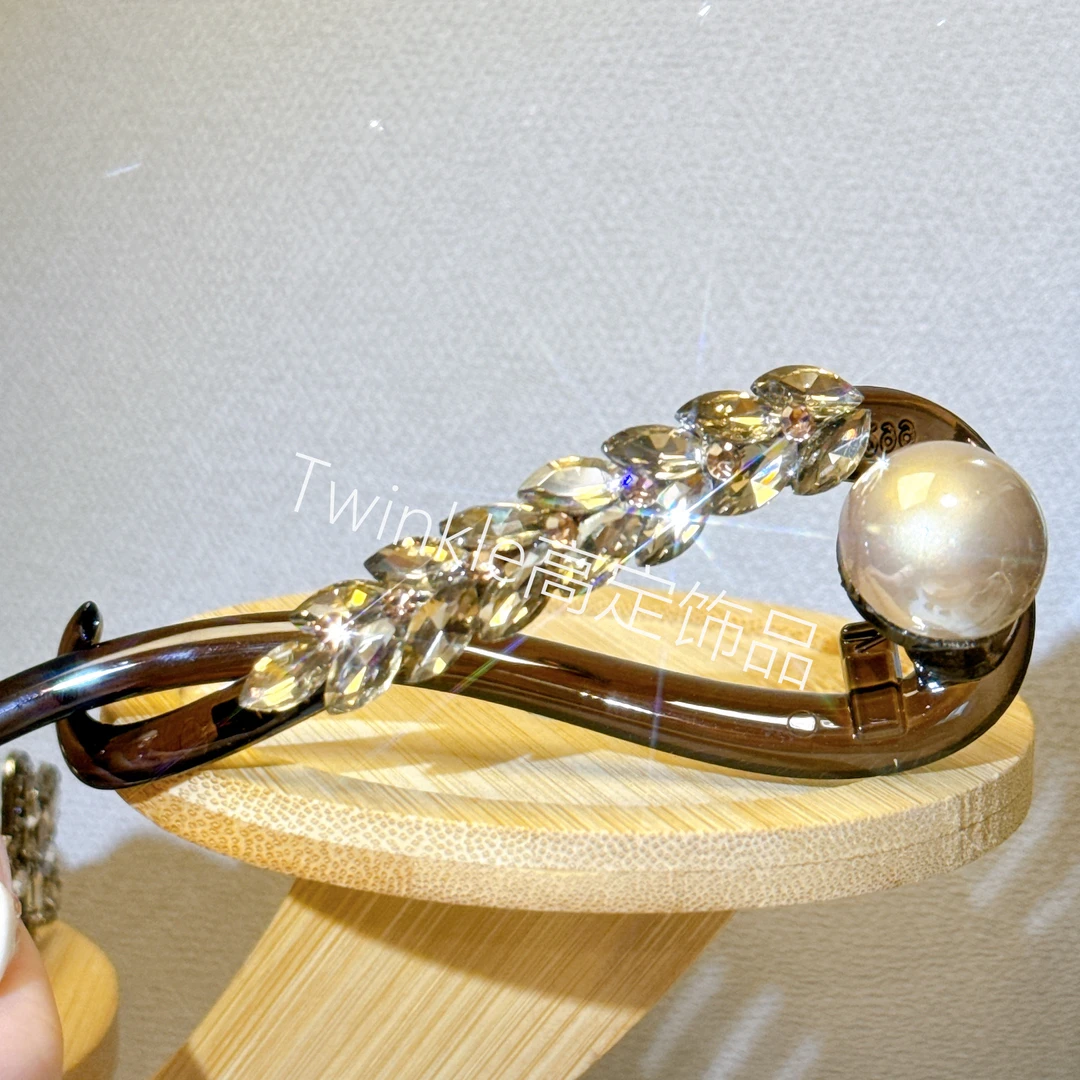 新款发饰2024韩版满钻麦穗咖扭扭夹气质时尚百搭优雅发卡轻奢头饰