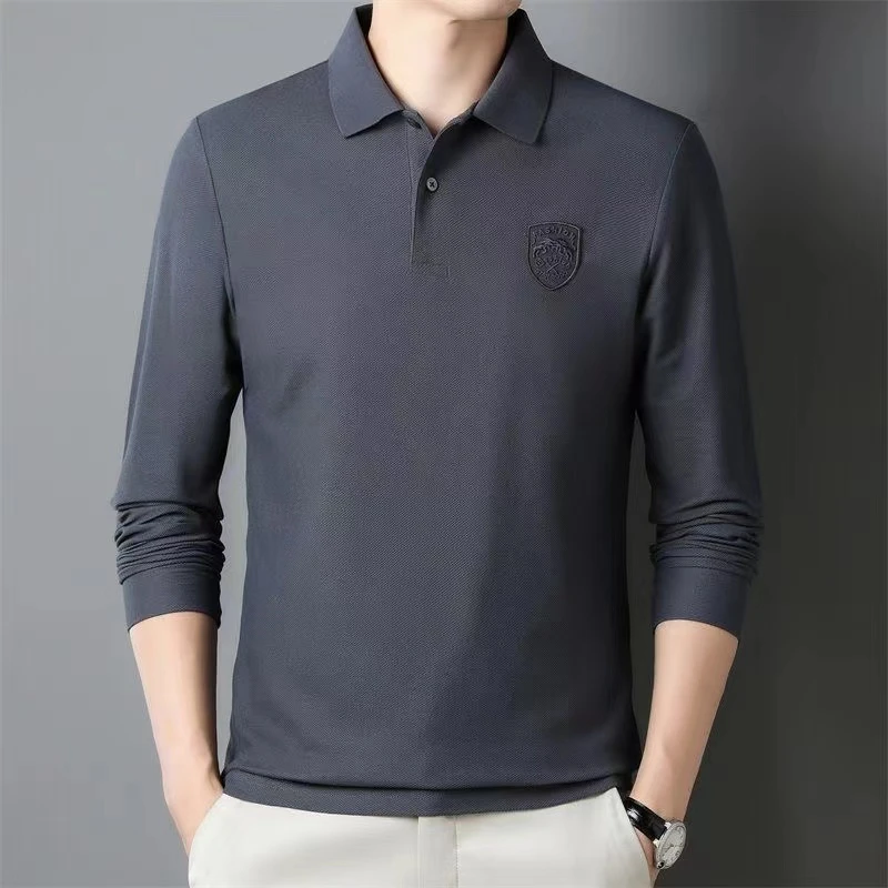 [长袖]Polo衫2024秋冬季翻领刺绣高级男士休闲商务时尚602长
