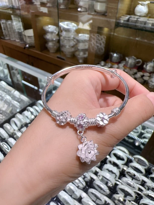 足银银制品 999雪花银时尚手镯