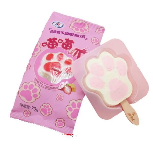 五丰喵喵爪冰淇淋草莓芝士口味 70g雪糕同城送