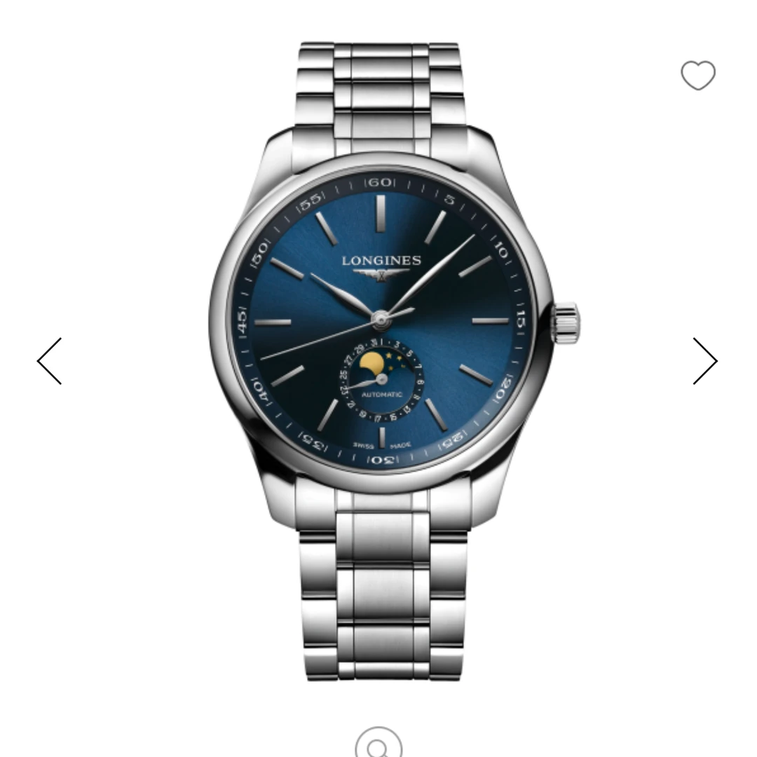 全新未使用 Longines/浪琴 男士瑞士名表四针月相 蓝色