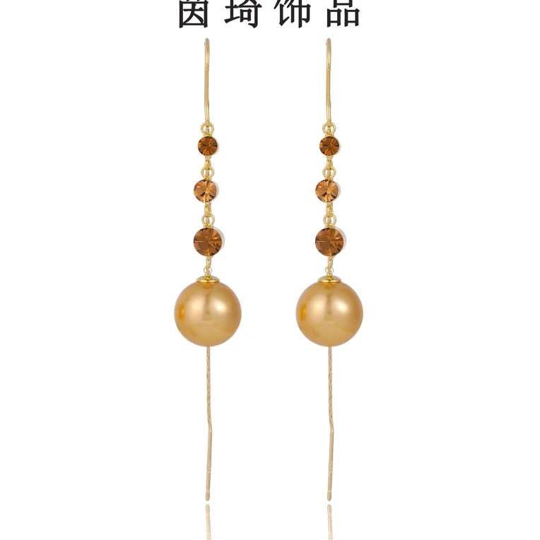 925银针耳饰 【澄浣】59 锆石耳饰满钻耳线时尚感美拉德色系耳环