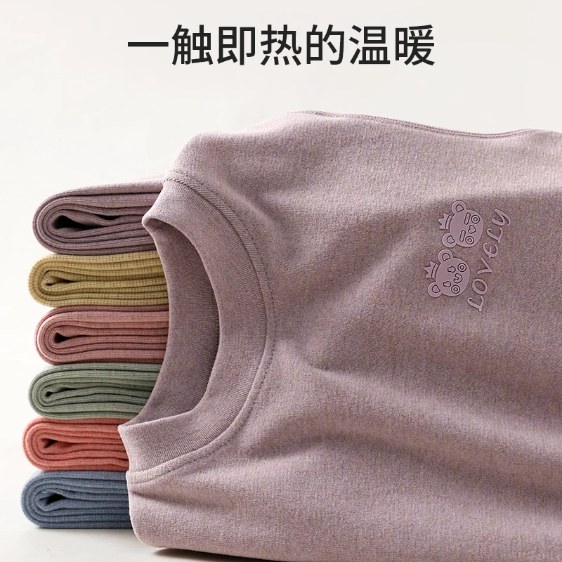 儿童保暖内衣套装加绒男女童德绒半高领中大童秋衣裤即热冬季内穿