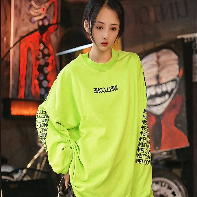 原创嘻哈潮牌宽松男女扎染水洗做旧上衣潮流圆领百搭春秋卫衣