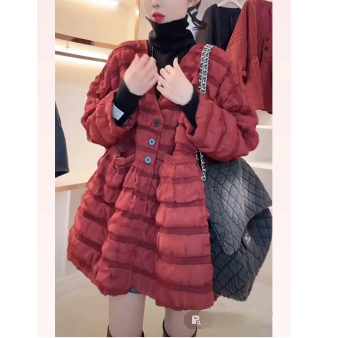 欧货2025秋季新款娃娃衫时尚设计感洋气宽松V领褶褶外套女显瘦潮