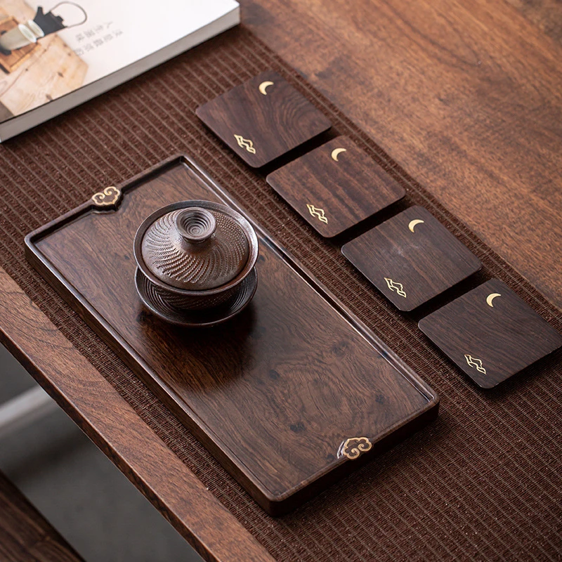 铜木小茶盘干泡茶台实木茶托盘壶承家用茶奉盘简约小茶海功夫茶台