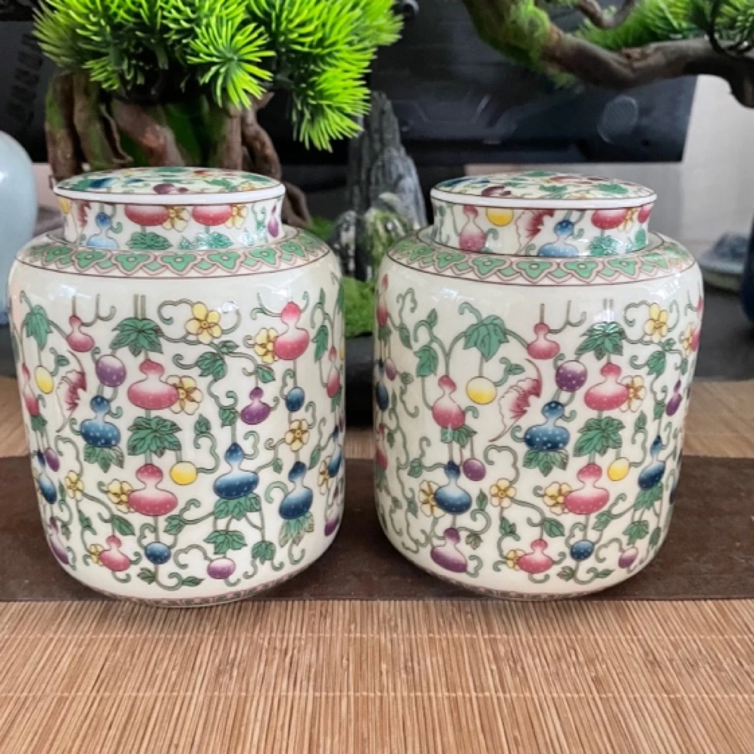 七彩葫芦万花直筒茶叶罐密封罐储物罐E341