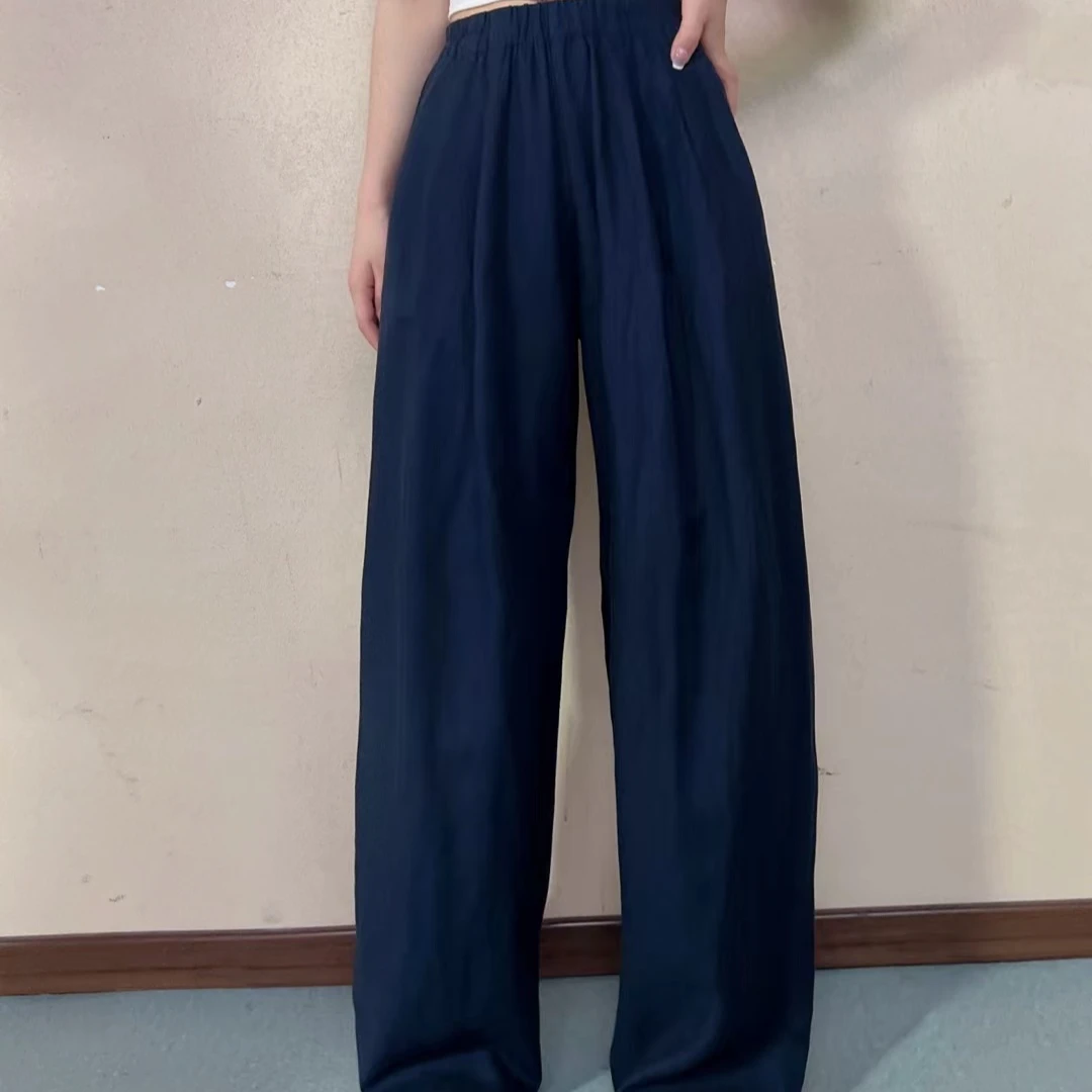 2024夏季新款天丝亚麻显瘦松弛感阔腿裤女休闲裤