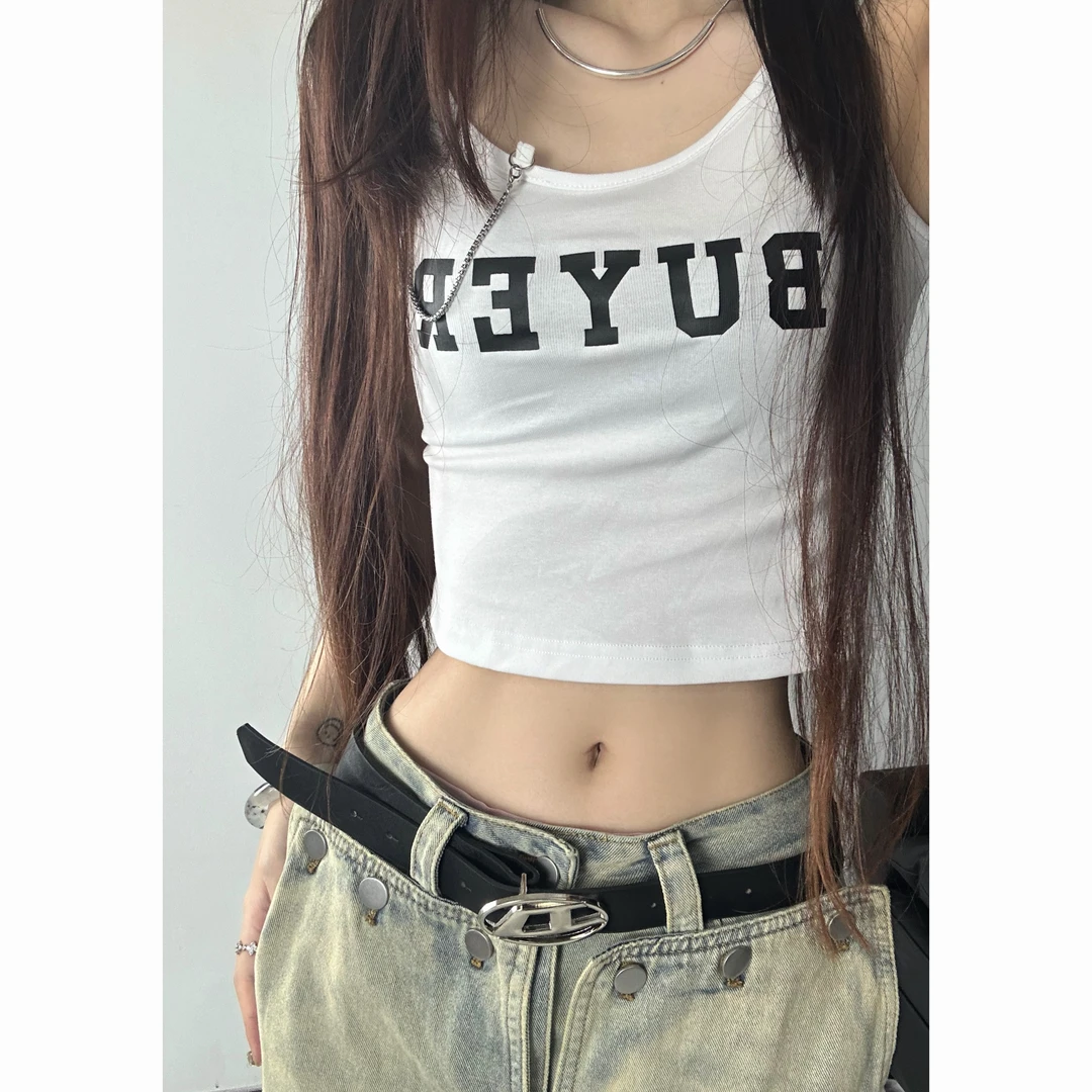 [福利款]短款辣妹字母修身运动背心