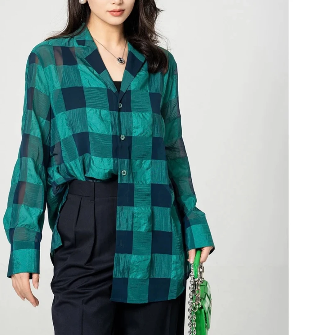 【商场同款】2024早春新款女装印花宽松透视长袖衬衫5300565上衣