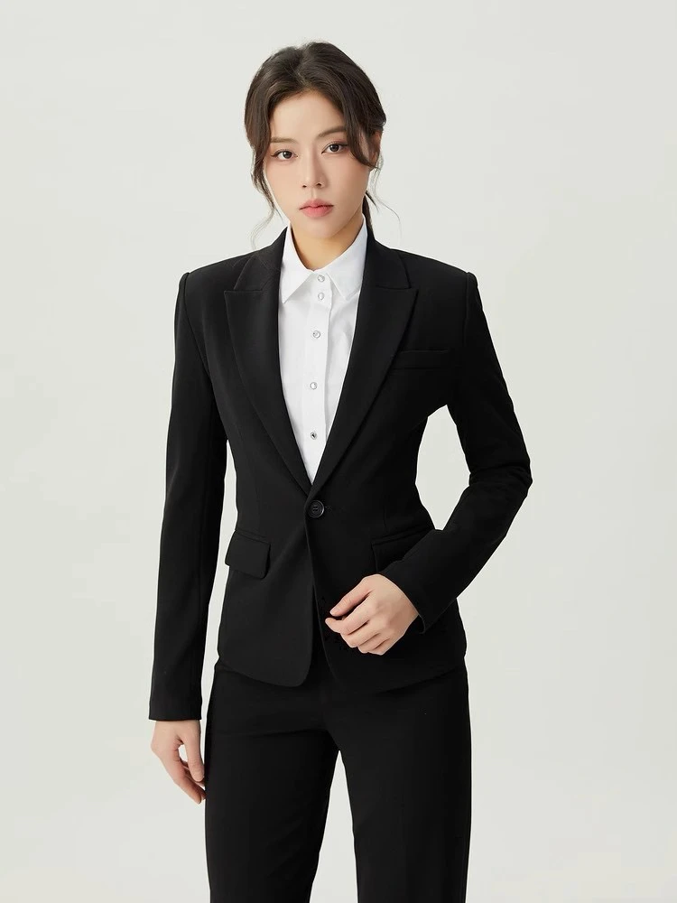 【商场同款】新款女装气质长袖修身经典一粒扣收腰西装通勤外套套装