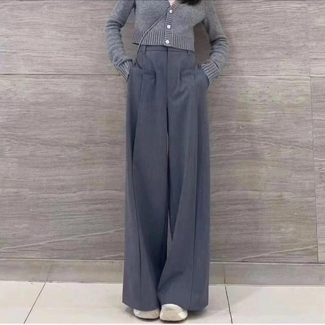 【商场同款】新款春夏时尚休闲高腰显瘦百搭气质直筒阔腿裤网红