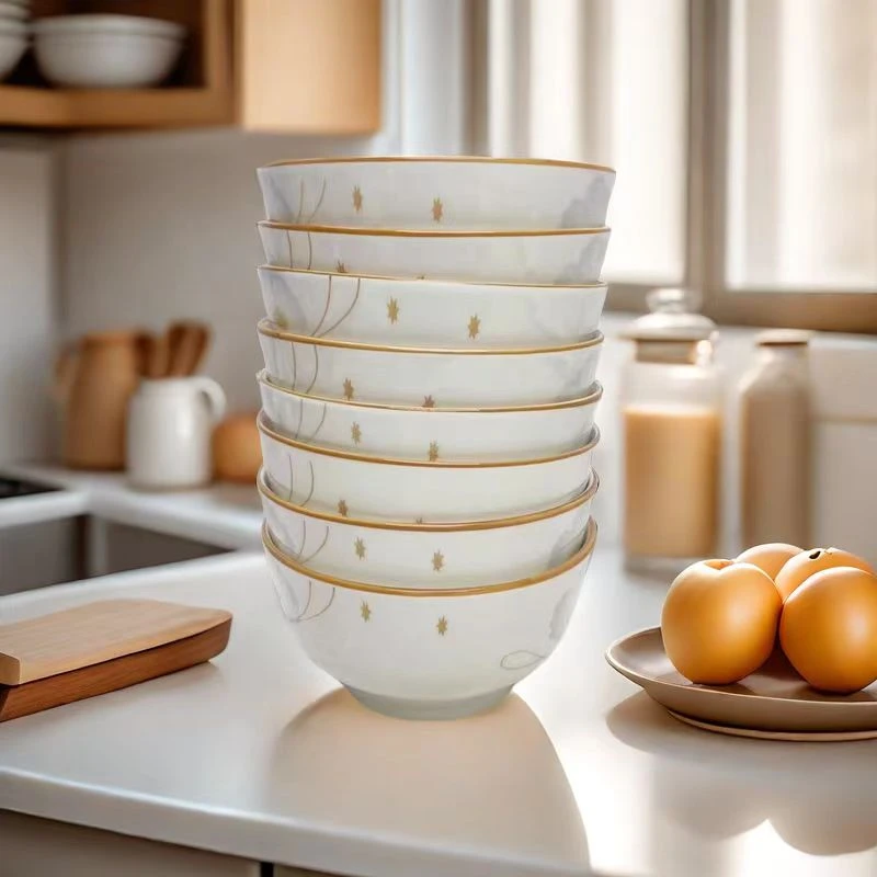 创意简约家用釉下彩4.5英寸相依米饭碗[10个装]