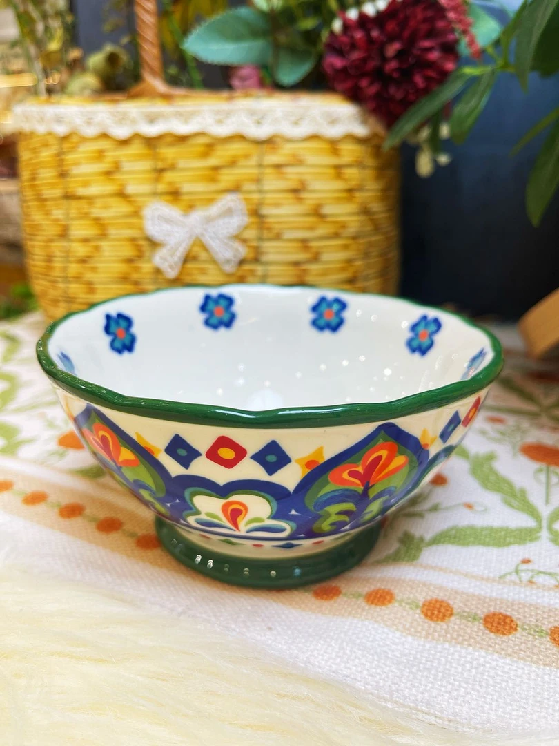 阿勒玛 新疆包邮【托斯卡纳】手绘5寸米饭碗家用加厚防烫耐磨餐碗