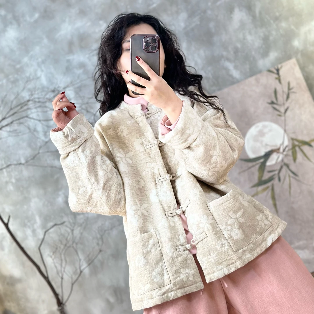 忆绵出品29247-1“阳春白雪”新中式禅意对襟松弛感气质显白棉衣